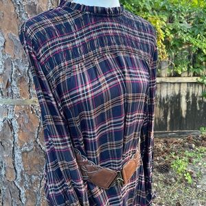 Goodthread Navy/Caramel Plaid long sleeve dress XL